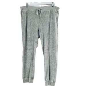 Calme by Johnny Was Natalie Velour Jogger Pants Drawstring Gray Size XL